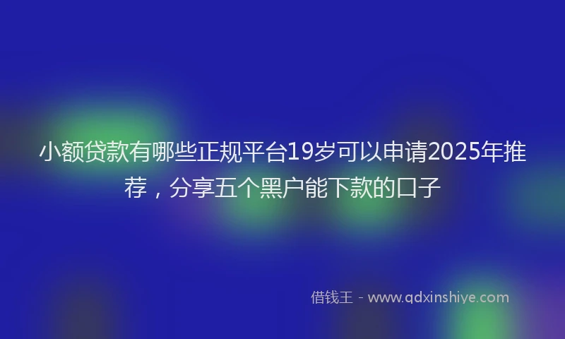 小额贷款有哪些正规平台19岁可以申请2025年推荐，分享五个黑户能下款的口子