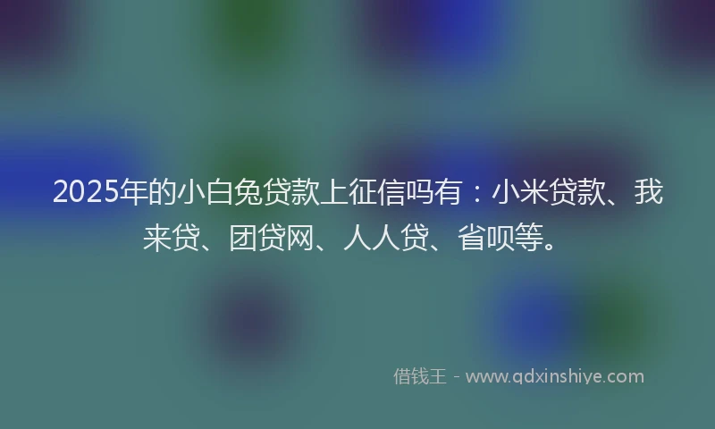 2025年的小白兔贷款上征信吗有：小米贷款、我来贷、团贷网、人人贷、省呗等。