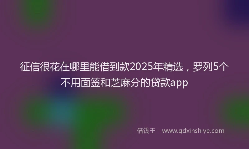 征信很花在哪里能借到款2025年精选，罗列5个不用面签和芝麻分的贷款app