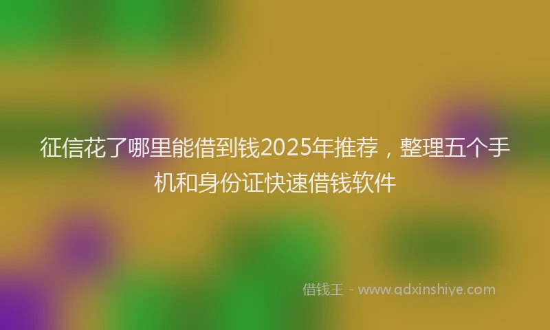 征信花了哪里能借到钱2025年推荐，整理五个手机和身份证快速借钱软件