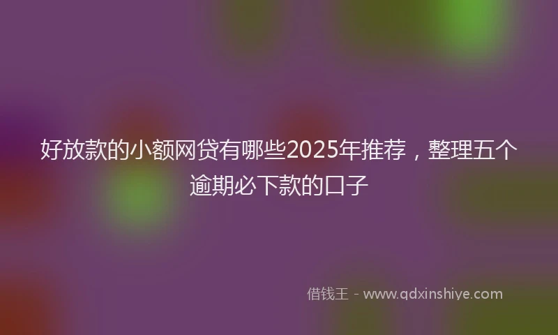 好放款的小额网贷有哪些2025年推荐，整理五个逾期必下款的口子