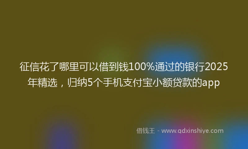 征信花了哪里可以借到钱100%通过的银行2025年精选，归纳5个手机支付宝小额贷款的app