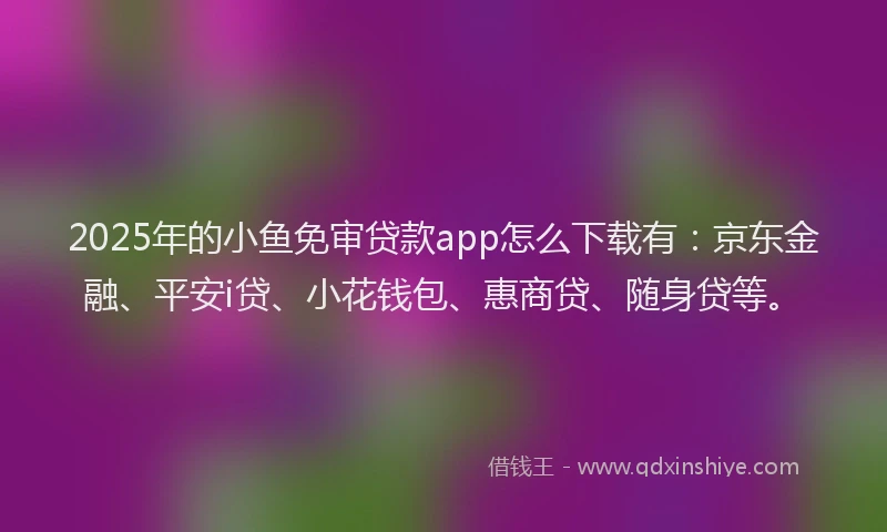 2025年的小鱼免审贷款app怎么下载有：京东金融、平安i贷、小花钱包、惠商贷、随身贷等。