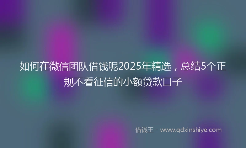 如何在微信团队借钱呢2025年精选，总结5个正规不看征信的小额贷款口子