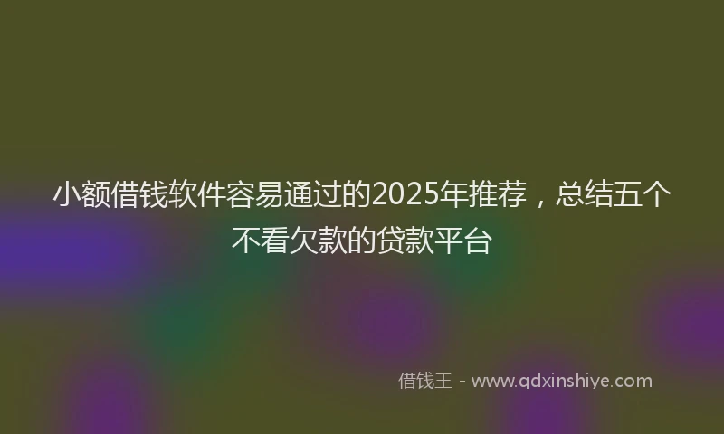 小额借钱软件容易通过的2025年推荐，总结五个不看欠款的贷款平台