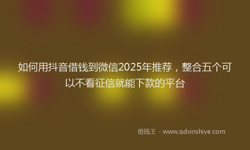如何用抖音借钱到微信2025年推荐，整合五个可以不看征信就能下款的平台