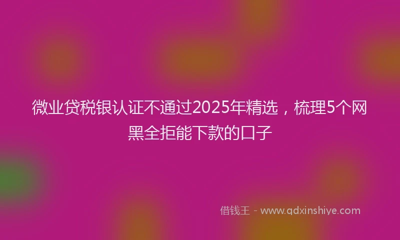 微业贷税银认证不通过2025年精选，梳理5个网黑全拒能下款的口子