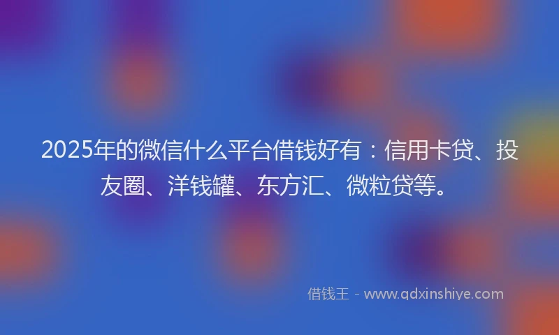 2025年的微信什么平台借钱好有：信用卡贷、投友圈、洋钱罐、东方汇、微粒贷等。