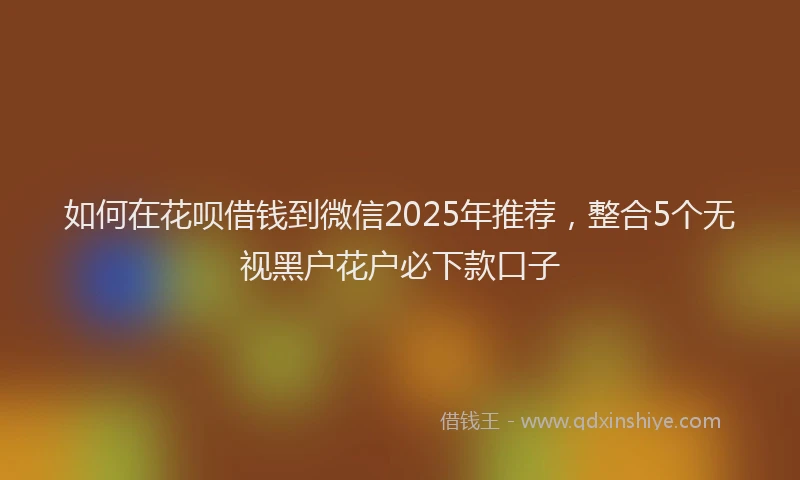 如何在花呗借钱到微信2025年推荐，整合5个无视黑户花户必下款口子