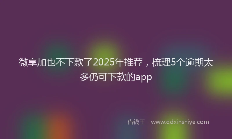 微享加也不下款了2025年推荐，梳理5个逾期太多仍可下款的app
