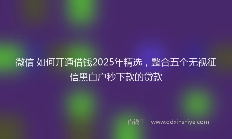 微信 如何开通借钱2025年精选，整合五个无视征信黑白户秒下款的贷款