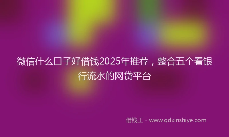 微信什么口子好借钱2025年推荐，整合五个看银行流水的网贷平台