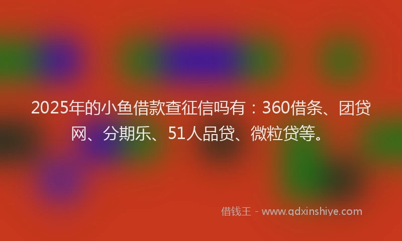 2025年的小鱼借款查征信吗有：360借条、团贷网、分期乐、51人品贷、微粒贷等。