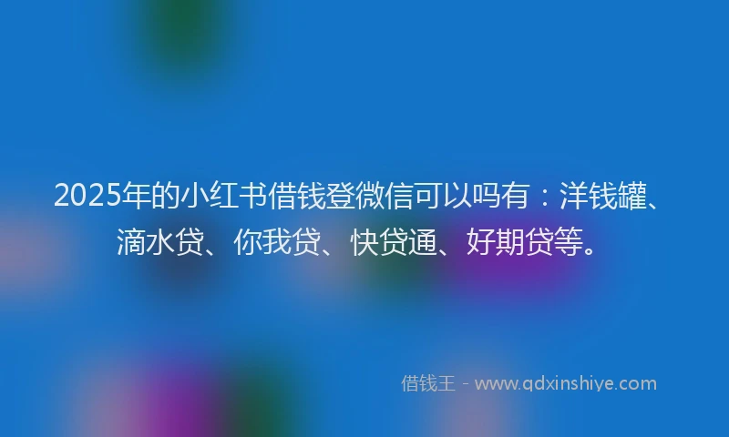 2025年的小红书借钱登微信可以吗有：洋钱罐、滴水贷、你我贷、快贷通、好期贷等。