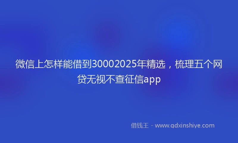 微信上怎样能借到30002025年精选，梳理五个网贷无视不查征信app