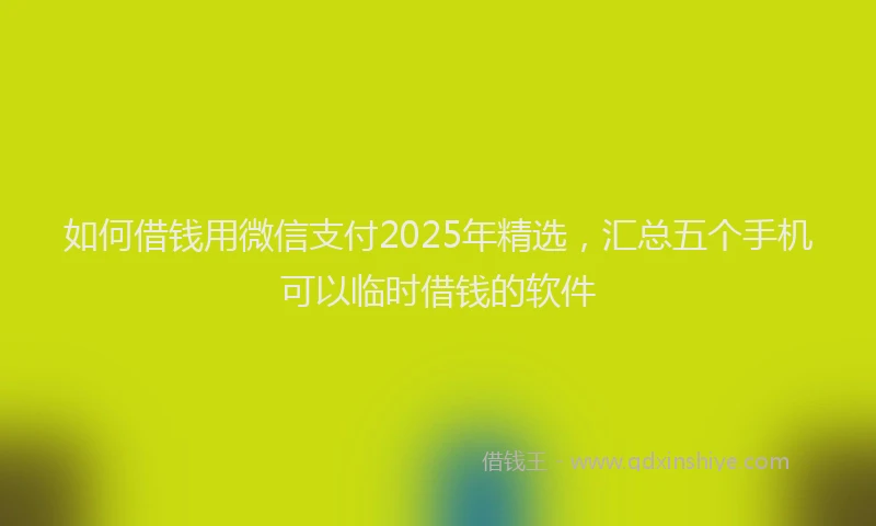 如何借钱用微信支付2025年精选，汇总五个手机可以临时借钱的软件