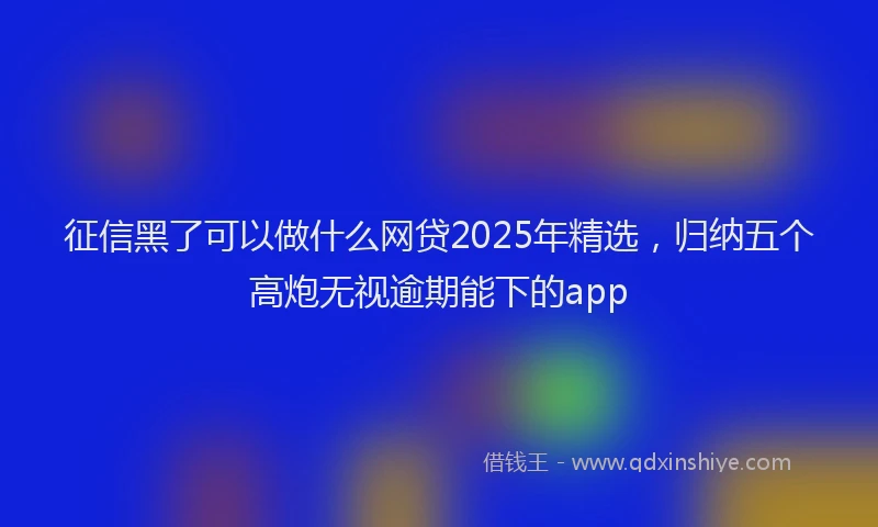 征信黑了可以做什么网贷2025年精选，归纳五个高炮无视逾期能下的app