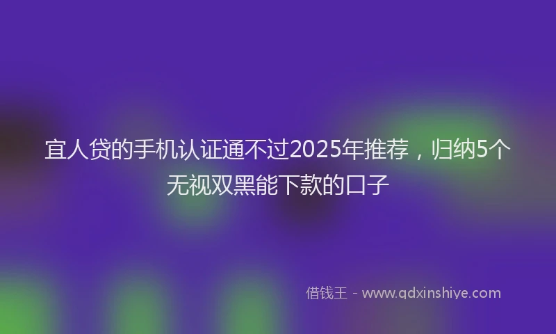 宜人贷的手机认证通不过2025年推荐，归纳5个无视双黑能下款的口子