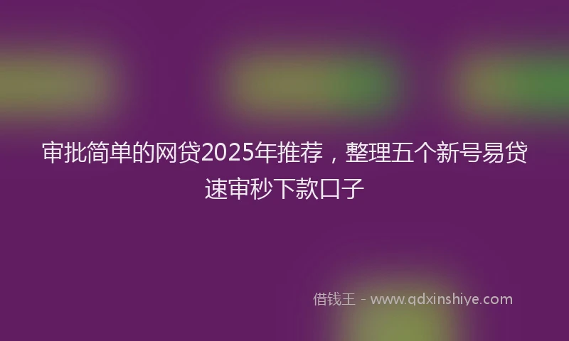 审批简单的网贷2025年推荐，整理五个新号易贷速审秒下款口子