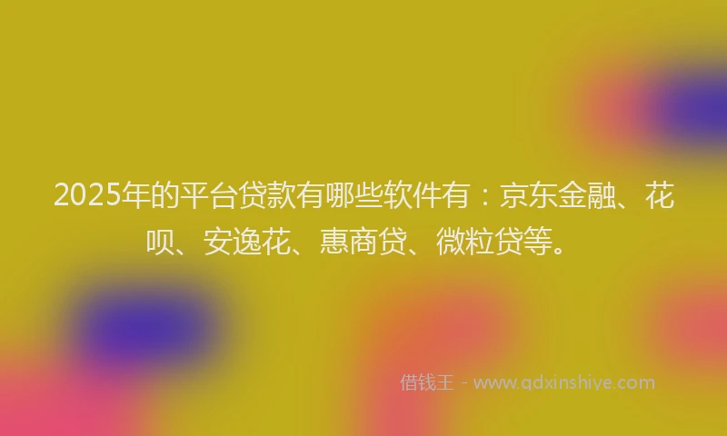 2025年的平台贷款有哪些软件有：京东金融、花呗、安逸花、惠商贷、微粒贷等。