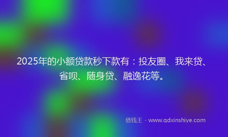 2025年的小额贷款秒下款有：投友圈、我来贷、省呗、随身贷、融逸花等。