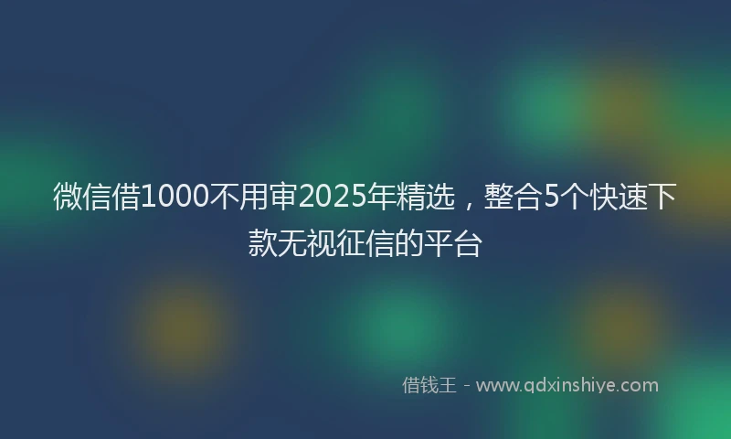 微信借1000不用审2025年精选，整合5个快速下款无视征信的平台