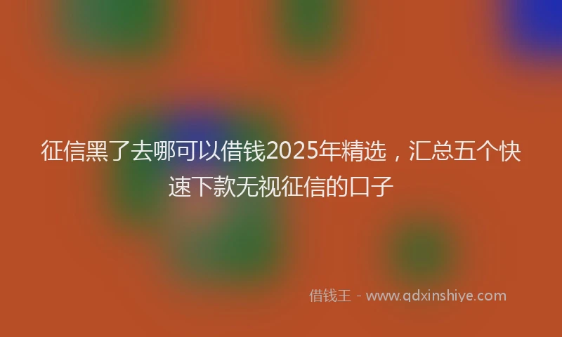 征信黑了去哪可以借钱2025年精选，汇总五个快速下款无视征信的口子