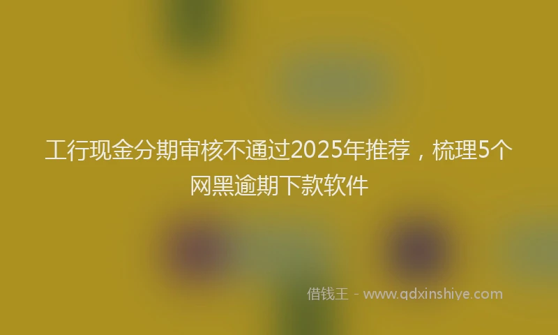 工行现金分期审核不通过2025年推荐，梳理5个网黑逾期下款软件