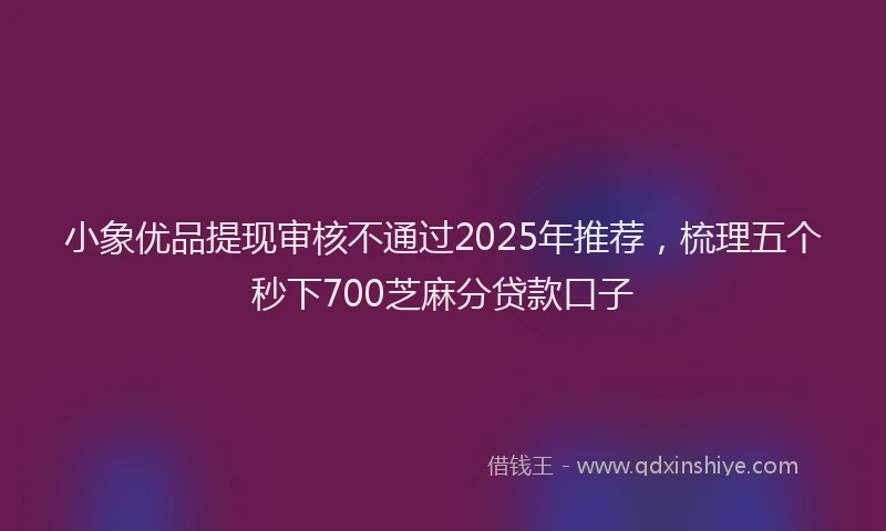 小象优品提现审核不通过2025年推荐，梳理五个秒下700芝麻分贷款口子