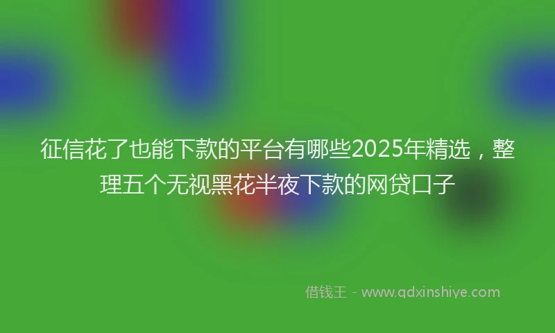 征信花了也能下款的平台有哪些2025年精选，整理五个无视黑花半夜下款的网贷口子