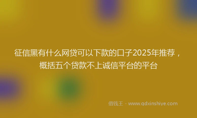 征信黑有什么网贷可以下款的口子2025年推荐，概括五个贷款不上诚信平台的平台