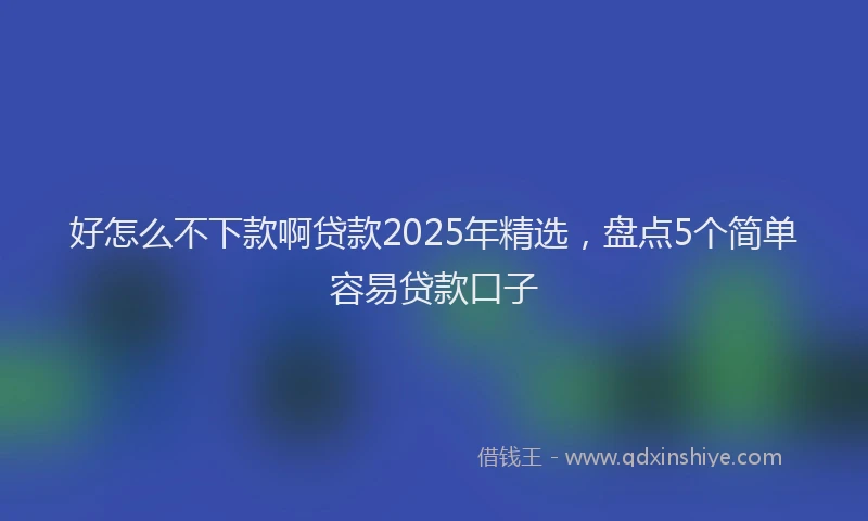 好怎么不下款啊贷款2025年精选，盘点5个简单容易贷款口子