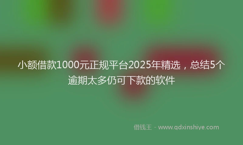 小额借款1000元正规平台2025年精选，总结5个逾期太多仍可下款的软件
