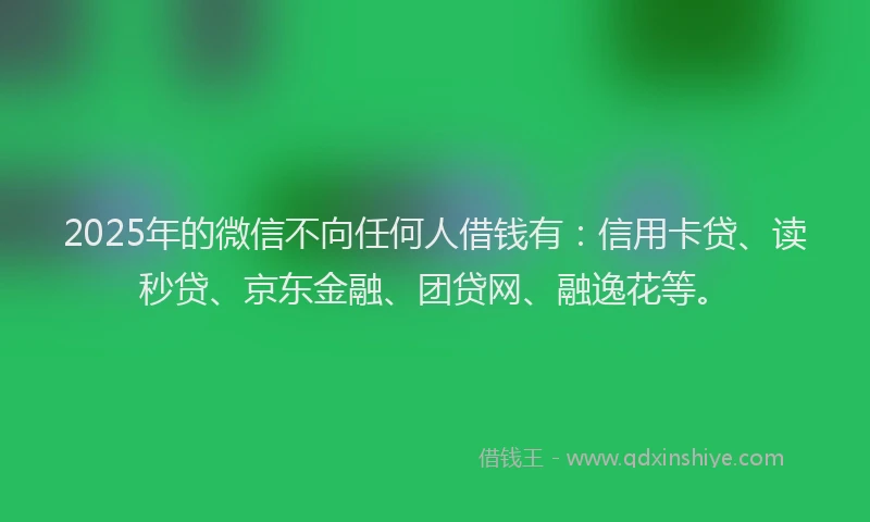 2025年的微信不向任何人借钱有：信用卡贷、读秒贷、京东金融、团贷网、融逸花等。