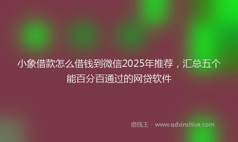 小象借款怎么借钱到微信2025年推荐，汇总五个能百分百通过的网贷软件