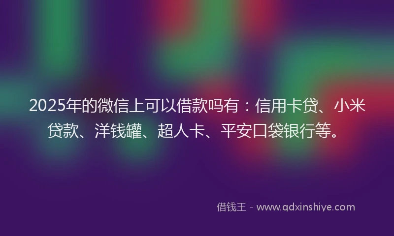 2025年的微信上可以借款吗有：信用卡贷、小米贷款、洋钱罐、超人卡、平安口袋银行等。