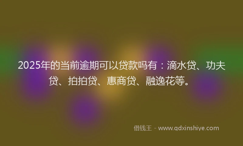 2025年的当前逾期可以贷款吗有：滴水贷、功夫贷、拍拍贷、惠商贷、融逸花等。