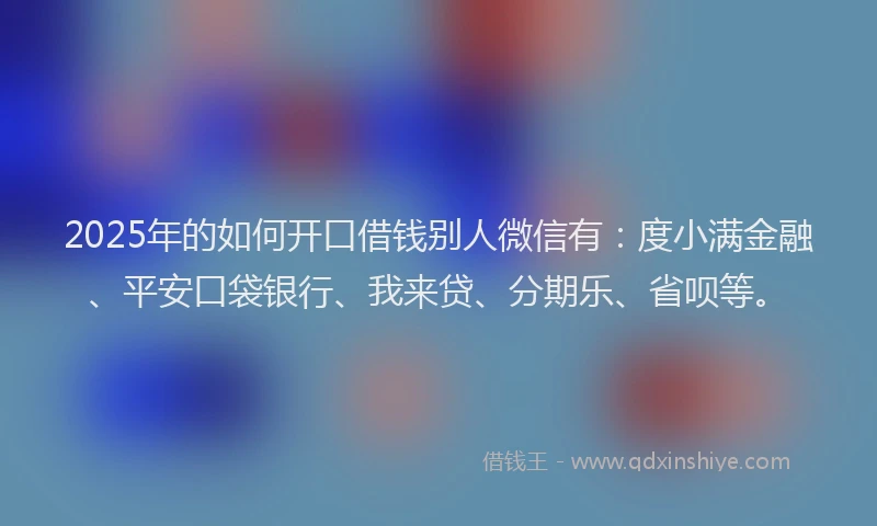 2025年的如何开口借钱别人微信有：度小满金融、平安口袋银行、我来贷、分期乐、省呗等。