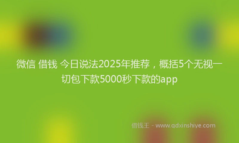 微信 借钱 今日说法2025年推荐，概括5个无视一切包下款5000秒下款的app