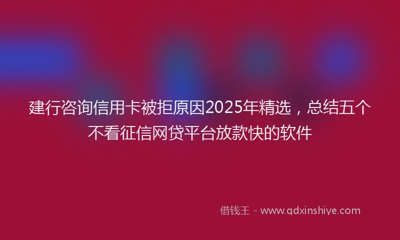 建行咨询信用卡被拒原因2025年精选，总结五个不看征信网贷平台放款快的软件