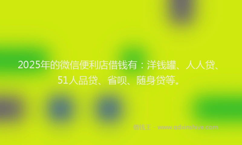 2025年的微信便利店借钱有：洋钱罐、人人贷、51人品贷、省呗、随身贷等。