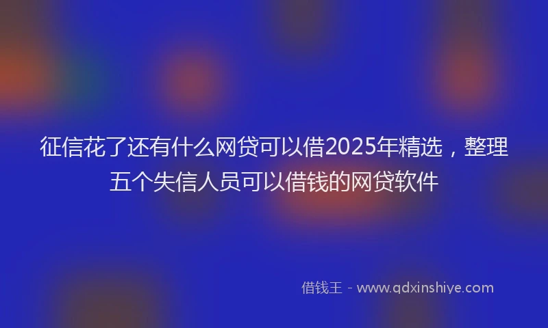 征信花了还有什么网贷可以借2025年精选，整理五个失信人员可以借钱的网贷软件