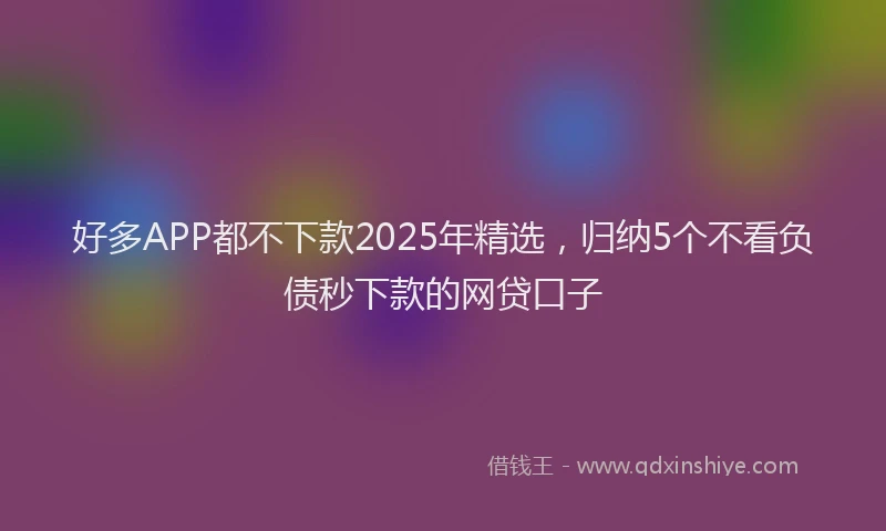 好多APP都不下款2025年精选，归纳5个不看负债秒下款的网贷口子