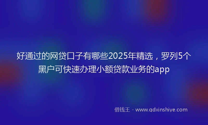 好通过的网贷口子有哪些2025年精选，罗列5个黑户可快速办理小额贷款业务的app