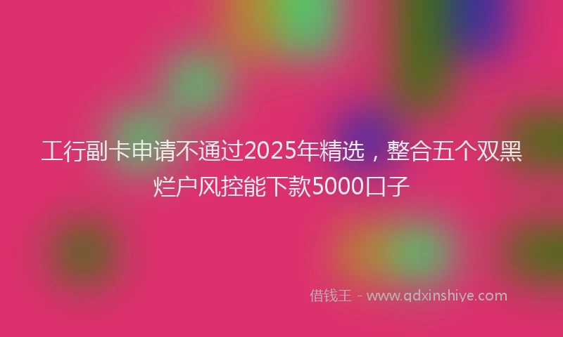 工行副卡申请不通过2025年精选，整合五个双黑烂户风控能下款5000口子