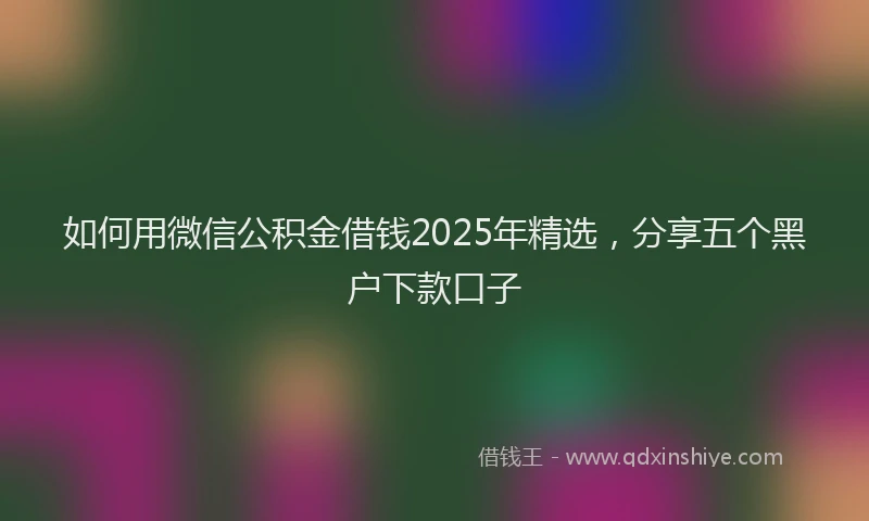 如何用微信公积金借钱2025年精选，分享五个黑户下款口子