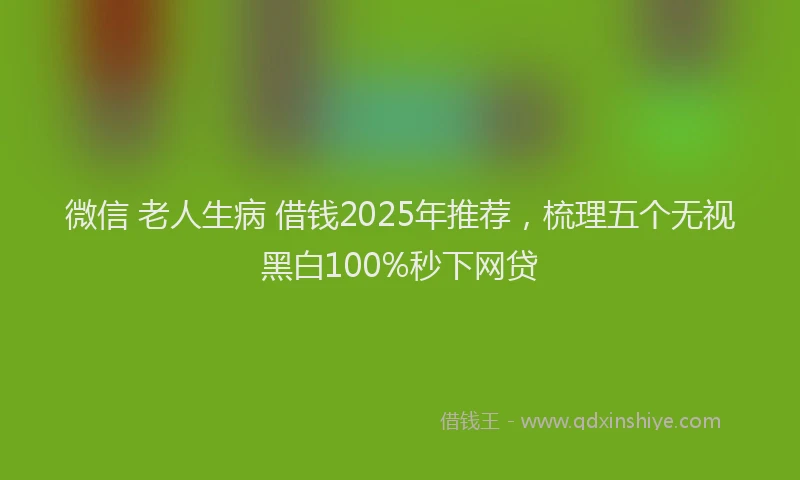 微信 老人生病 借钱2025年推荐，梳理五个无视黑白100%秒下网贷