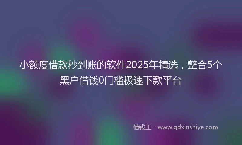 小额度借款秒到账的软件2025年精选，整合5个黑户借钱0门槛极速下款平台