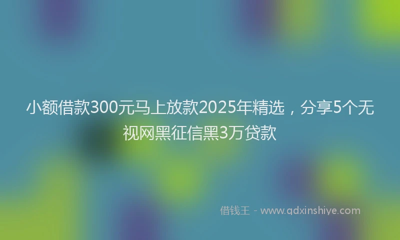 小额借款300元马上放款2025年精选，分享5个无视网黑征信黑3万贷款