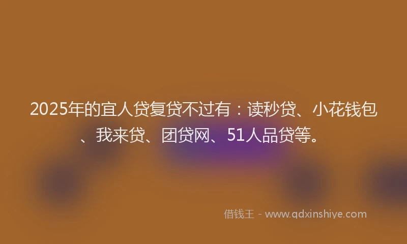 2025年的宜人贷复贷不过有：读秒贷、小花钱包、我来贷、团贷网、51人品贷等。